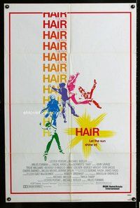 b242 HAIR one-sheet movie poster '79 Milos Forman, Treat Williams, musical