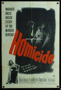 b257 HOMICIDE one-sheet movie poster '49 sexy smoking Helen Westcott!
