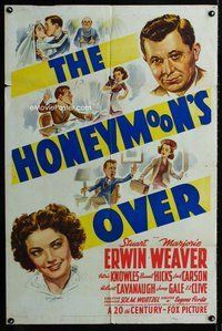 b258 HONEYMOON'S OVER one-sheet movie poster '39 Stuart Erwin, Weaver