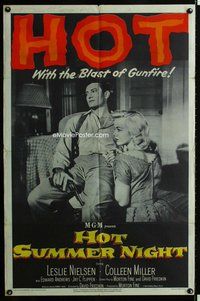 b260 HOT SUMMER NIGHT one-sheet movie poster '56 Leslie Nielsen, Miller