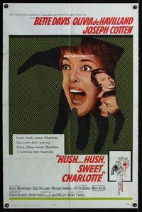 b263 HUSH HUSH SWEET CHARLOTTE one-sheet movie poster '65 Bette Davis