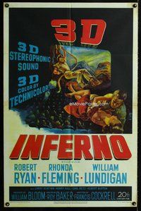 b027 INFERNO one-sheet movie poster '53 3-D, Robert Ryan, Rhonda Fleming
