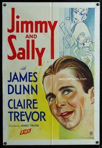 b270 JIMMY & SALLY one-sheet movie poster '33 James Dunn, great artwork!