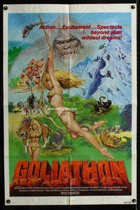 b237 GOLIATHON one-sheet movie poster '77 sexy artwork of female tarzan!