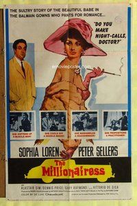 b312 MILLIONAIRESS one-sheet movie poster '60 Sophia Loren, Peter Sellers