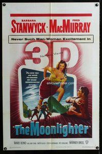 b029 MOONLIGHTER one-sheet movie poster '53 excellent 3-D Stanwyck image!