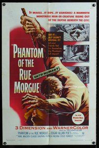 b020 PHANTOM OF THE RUE MORGUE one-sheet movie poster '54 cool 3D horror!