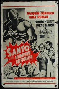 b411 SANTO CONTRA HOMBRES INFERNALES Spanish/U.S. one-sheet movie poster '61