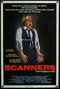b414 SCANNERS one-sheet movie poster '81 David Cronenberg, great Joann art!