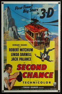 b031 SECOND CHANCE one-sheet movie poster '53 3D Robert Mitchum, Darnell