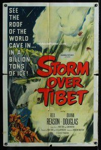 b451 STORM OVER TIBET one-sheet movie poster '52 great Glenn Cravath art!