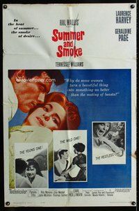 b455 SUMMER & SMOKE one-sheet movie poster '61 L. Harvey, Geraldine Page