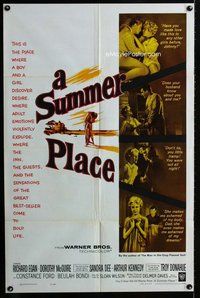 b457 SUMMER PLACE one-sheet movie poster '59 Sandra Dee, Troy Donahue