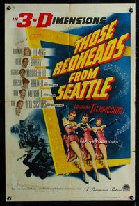 b032 THOSE REDHEADS FROM SEATTLE one-sheet movie poster '53 sexy 3-D girls!