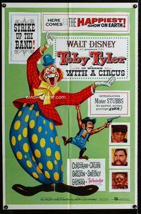 b499 TOBY TYLER one-sheet movie poster '60 Walt Disney, circus clown!