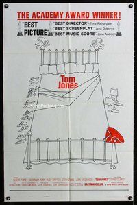 b500 TOM JONES style B one-sheet movie poster '63 Albert Finney, Award style