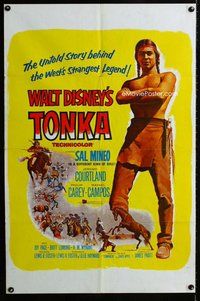 b502 TONKA one-sheet movie poster '57 Sal Mineo, Disney Native Americans!