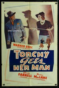 b504 TORCHY GETS HER MAN one-sheet movie poster '38 Farrell as Blane!