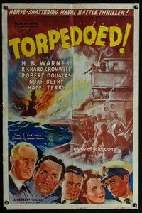 b506 TORPEDOED one-sheet movie poster '39 H.B. Warner, Richard Cromwell