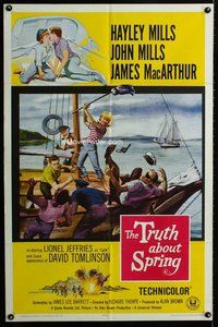 b512 TRUTH ABOUT SPRING one-sheet movie poster '65 Hayley & John Mills!
