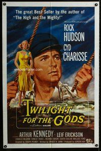 b514 TWILIGHT FOR THE GODS one-sheet movie poster '58 Rock Hudson, Charisse