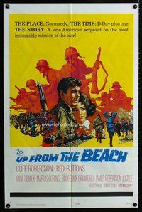 b518 UP FROM THE BEACH one-sheet movie poster '65 WWII, D-Day plus one!