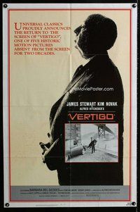 b524 VERTIGO one-sheet movie poster R83 Alfred Hitchcock, James Stewart