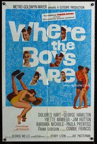 b541 WHERE THE BOYS ARE one-sheet movie poster '61 Connie Francis
