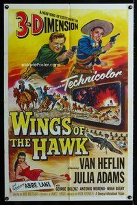 b033 WINGS OF THE HAWK one-sheet movie poster '53 3D Van Heflin, Boetticher