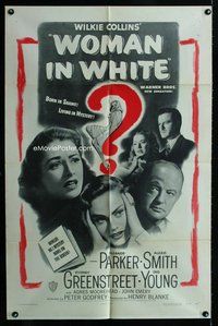 b550 WOMAN IN WHITE one-sheet movie poster '48 Eleanor Parker, Greenstreet