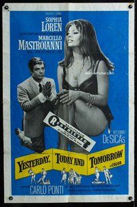 b562 YESTERDAY, TODAY & TOMORROW one-sheet movie poster '64 Sophia Loren