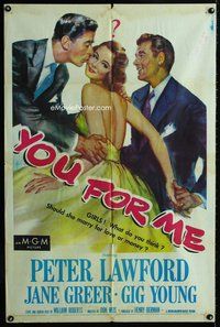 b563 YOU FOR ME one-sheet movie poster '52 Peter Lawford, Jane Greer