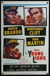 b565 YOUNG LIONS one-sheet movie poster '58 Marlon Brando, Dean Martin