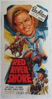 c006 RED RIVER SHORE linen three-sheet movie poster '53 Rex Allen, Slim Pickens
