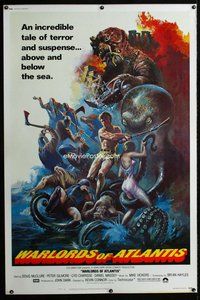 c069 WARLORDS OF ATLANTIS forty by sixty movie poster '78 cool sci-fi artwork!