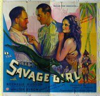 c020 SAVAGE GIRL six-sheet movie poster '32 Rochelle Hudson in jungle!