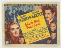 d016 ADAM HAD FOUR SONS linen movie title lobby card '41 Ingrid Bergman