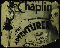 d017 ADVENTURER movie title lobby card R32 Charlie Chaplin w/music & sound!