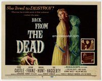 d029 BACK FROM THE DEAD movie title lobby card '57 Peggie Castle, horror!