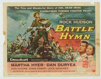 d030 BATTLE HYMN movie title lobby card '57 Rock Hudson, Martha Hyer