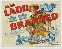 d047 BRANDED movie title lobby card '50 great artwork image of Alan Ladd!
