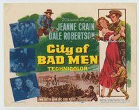 d064 CITY OF BAD MEN movie title lobby card '53 Jeanne Crain, Robertson