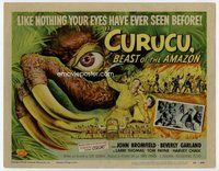 d080 CURUCU BEAST OF THE AMAZON movie title lobby card '56 Reynold Brown art!