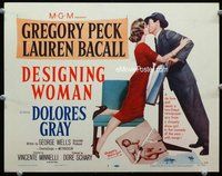 d094 DESIGNING WOMAN movie title lobby card '57 Greg Peck, Lauren Bacall