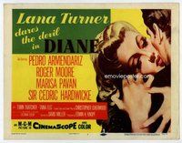 d096 DIANE movie title lobby card '56 sexy Lana Turner dares the devil!