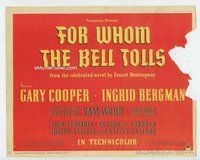 d128 FOR WHOM THE BELL TOLLS movie title lobby card '43 Ernest Hemingway