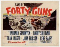 d130 FORTY GUNS movie title lobby card '57 Sam Fuller, Barbara Stanwyck