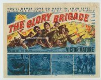 d137 GLORY BRIGADE movie title lobby card '53 Victor Mature, Korean War!