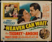 d151 HEAVEN CAN WAIT movie title lobby card '43 Gene Tierney, Lubitsch