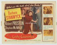 d191 LADY GAMBLES movie title lobby card '49 Barbara Stanwyck, Las Vegas!